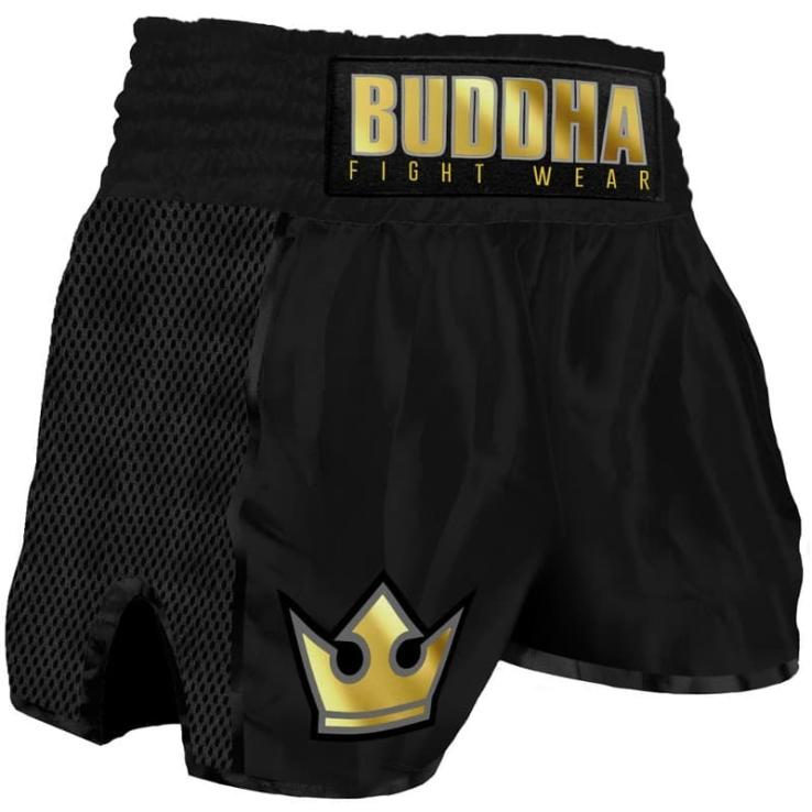 Buddha Retro Premium Muay Thai Shorts schwarz / gold